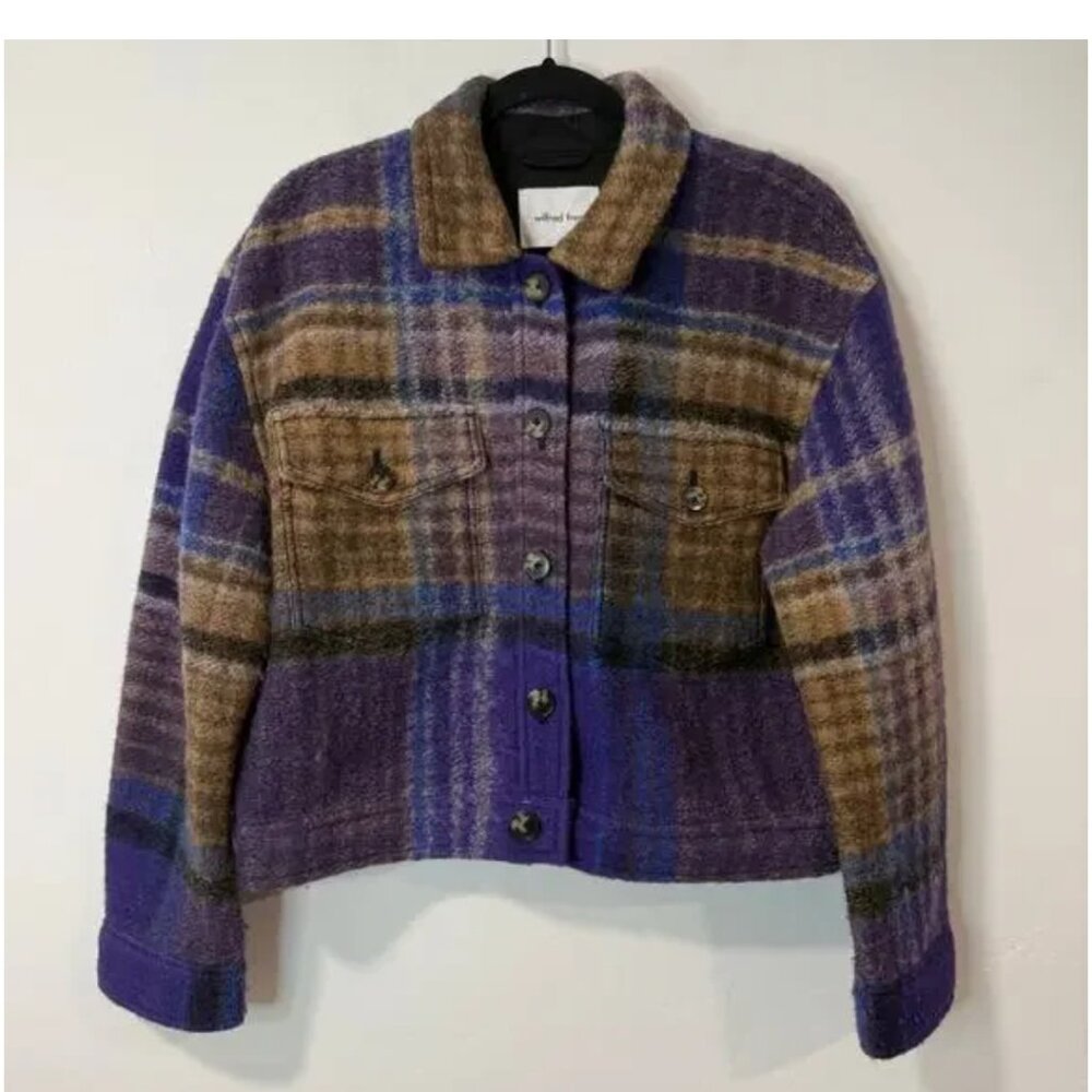 Aritzia , Wilfred Free Women's , Plaid Shirt Jacket,  Crop Shacket Wool Large
